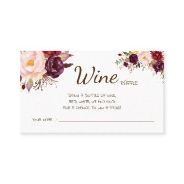 Wine Raffle Wedding Bridal Shower Marsala Invitations