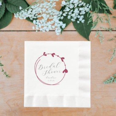 Wine Red Simple Heart Wreath  Napkins