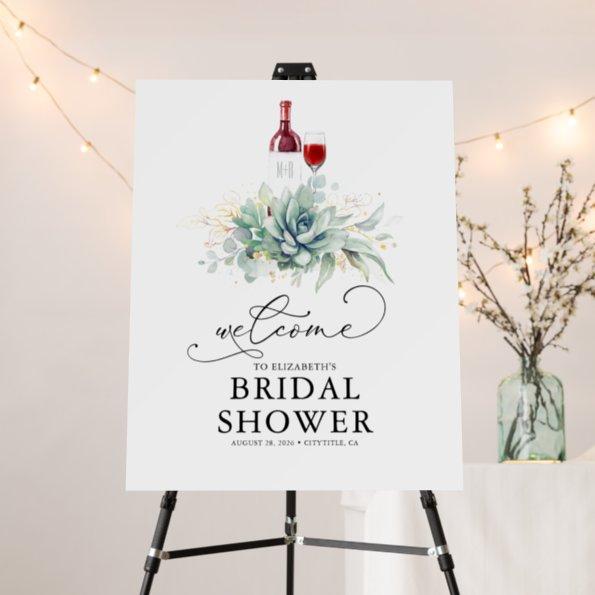 Wine Succulents Greenery Bridal Shower Welcome Foam Board