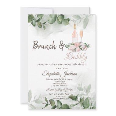 Wine Taste Eucalyptus Greenery Brunch & Bubbly Invitations