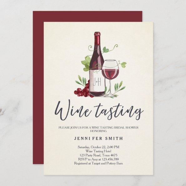 Wine Tasting Bridal shower invite Rustic Winery