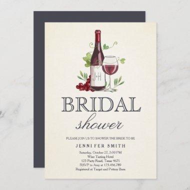 Wine Tasting Bridal shower invite Rustic Winery