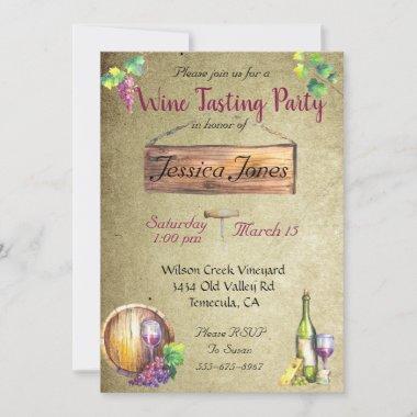 Wine Tasting Party Birthday Bridal Shower Invitations