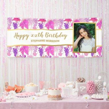 Wine Tasting, Purple Grapevine, Birthday Photo Banner