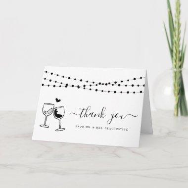 Wine Toast & String Lights Thank You Invitations