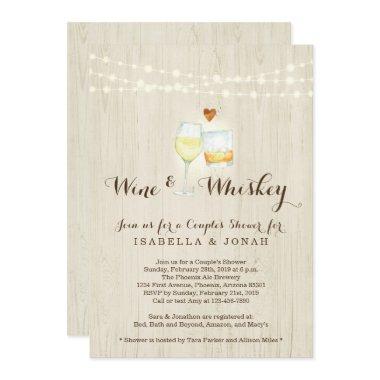 Wine & Whiskey Couple Shower Rehearsal Engagement Invitations