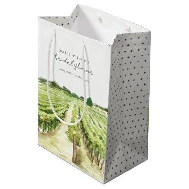 Winery Vineyard Watercolor Green Bridal Shower Medium Gift Bag