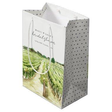 Winery Vineyard Watercolor Green  Medium Gift Bag