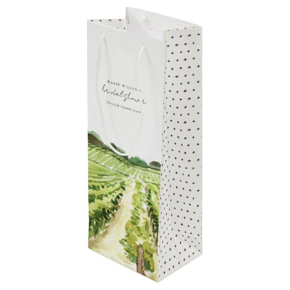 Winery Vineyard Watercolor Green Bridal Shower Wine Gift Bag