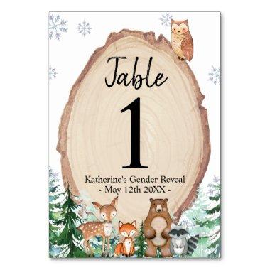 Winter Animal Woodland Gender Reveal Forest Table Table Number