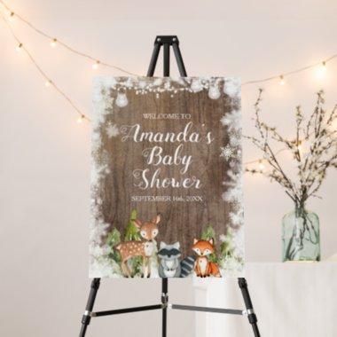 Winter Animals Wood Snowflakes Baby Shower Welcome Foam Board