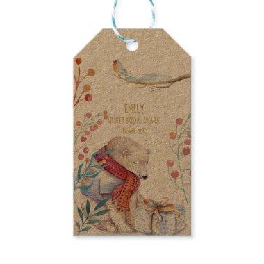 Winter Bear Watercolor Gift Tag Personalized