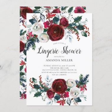Winter Bloom Floral Bridal Lingerie Shower Invitations