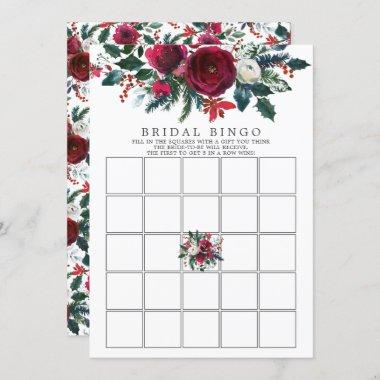 Winter Bloom Floral Bridal Shower Bingo Game Invitations
