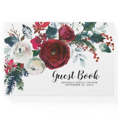 Winter Bloom Floral Bridal Shower Guest Book