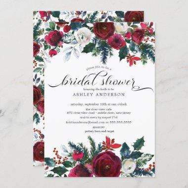 Winter Bloom Floral Bridal Shower Invitations