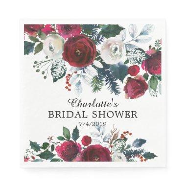 Winter Bloom Floral Bridal Shower Napkins