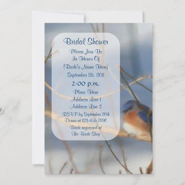 Winter Bluebird Art Bridal Shower Invite