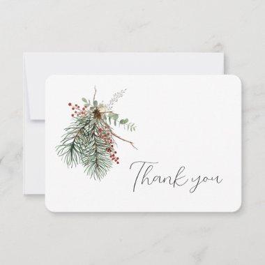 Winter Botanical Bouquet Thank You Invitations
