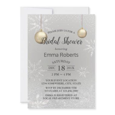 Winter Bridal Shower Elegant Silver Snowflakes Invitations