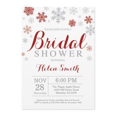 Winter Bridal Shower Invitations Burgundy Snowflake