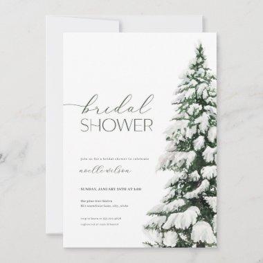 Winter Bridal Shower Invitations Snow Pine Trees