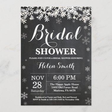 Winter Bridal Shower Snowflake Chalkboard Invitations