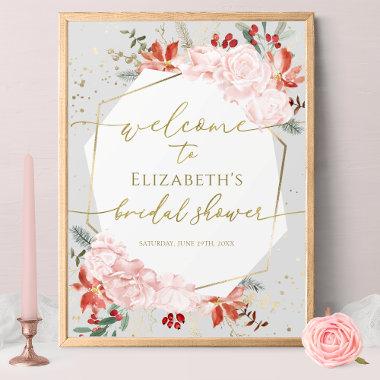 Winter Bridal Shower Welcome Sign Gilded