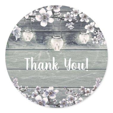 Winter Cherry Blossom Branches & Lanterns Wedding Classic Round Sticker