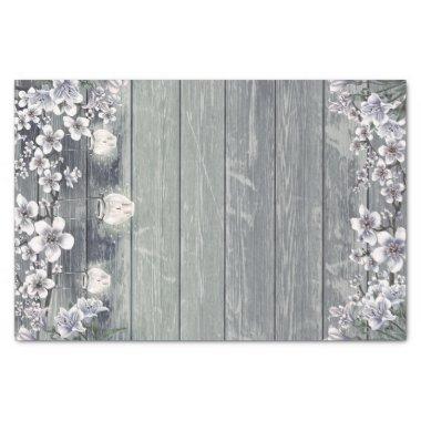 Winter Cherry Blossom Branches & Lanterns Wedding Tissue Paper