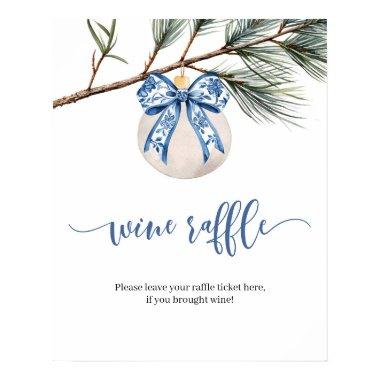Winter Chinoiserie Bow Wine Raffle Game Sign