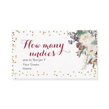 Winter Christmas Bridal Shower How Many Undies Enclosure Invitations