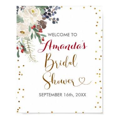 Winter Christmas Floral Bridal Shower Welcome Poster