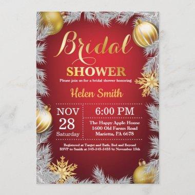 Winter Christmas Holiday Bridal Shower Invitations