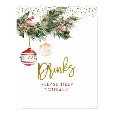 Winter Deck the Halls Bridal Shower Drinks Sign