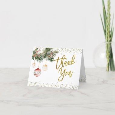 Winter Deck the Halls Bridal Shower Folded Thank You Invitations