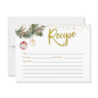 Winter Deck the Halls Bridal Shower Recipe Invitations