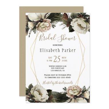 Winter elegant floral gold geometric