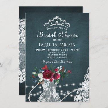 Winter elegant rustic floral chic bridal shower Invitations