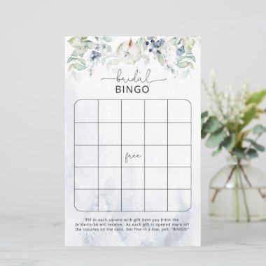 Winter eucalyptus bridal shower bingo game