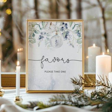 Winter eucalyptus elegant favors please take one poster