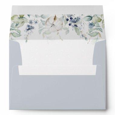 Winter eucalyptus elegant wedding envelope