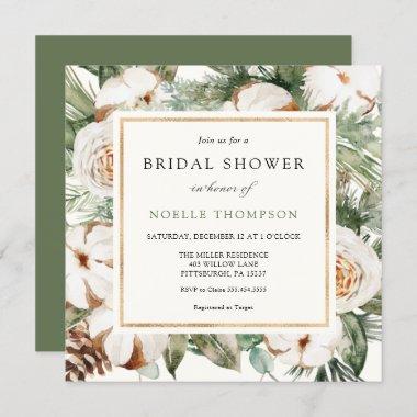 Winter Evergreen and Pine Bridal Shower Invitations