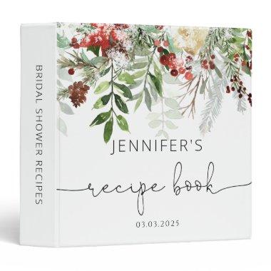 Winter Evergreen  Recipe Book 3 Ring Binder