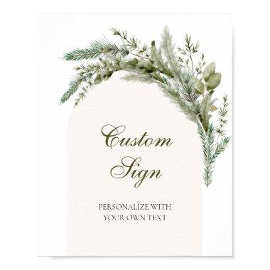 Winter Evergreen Elegant Custom Text Sign