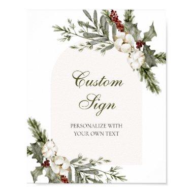 Winter Evergreen Elegant Custom Text Sign