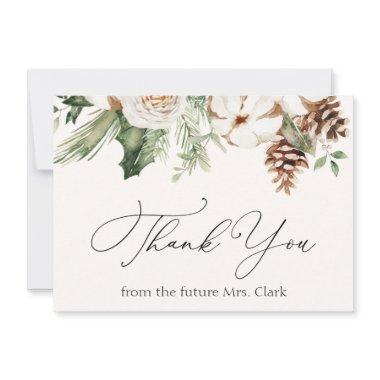 Winter Evergreen Greenery Thank You Note Invitations