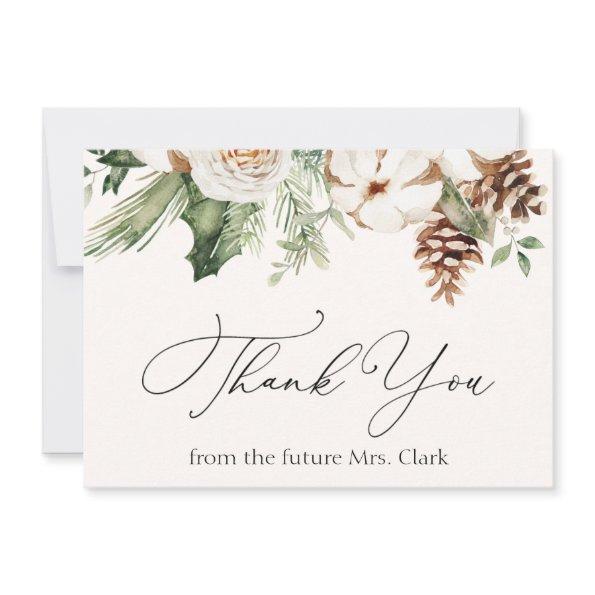 Winter Evergreen Greenery Thank You Note