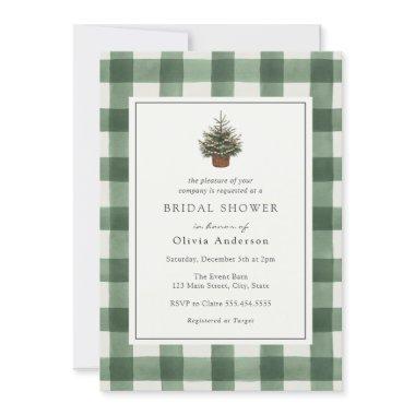 Winter Evergreen Tree Green Plaid