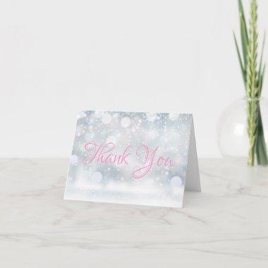 Winter First Snowflakes Script Thank You Invitations